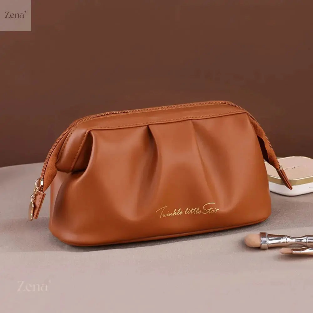 Luxe Leather Travel Makeup Organizer Bag